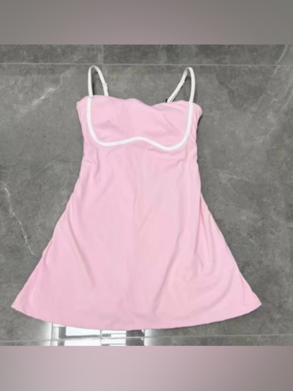 ALO Yoga Pink Slip Dress with White Trim